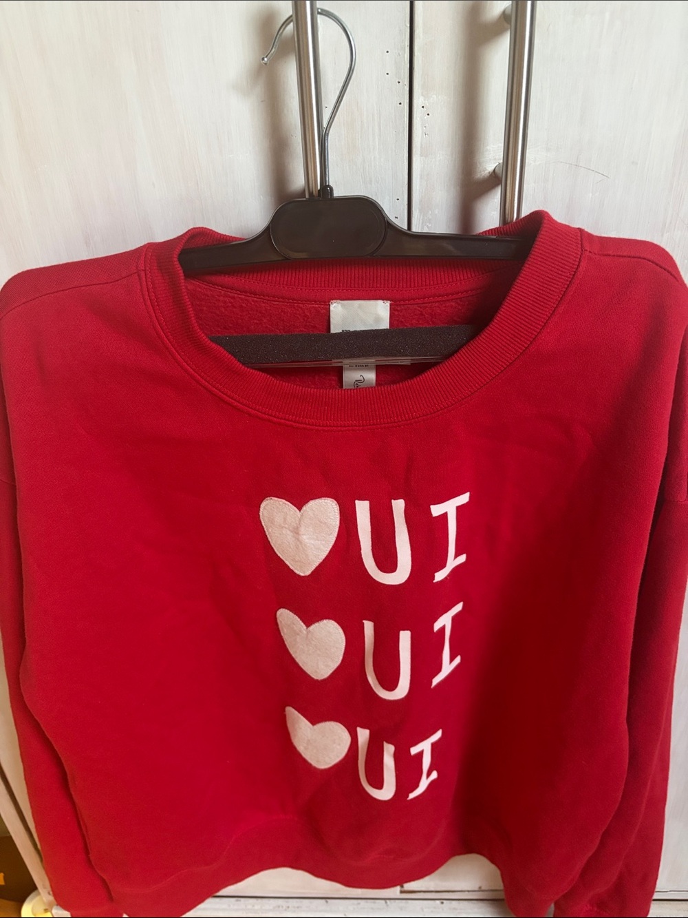 Maeve Red 'OUI' Heart Graphic Sweatshirt